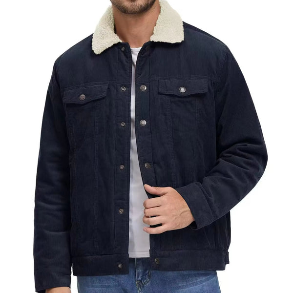 Winter Fleece Jacket with Buttons for Men